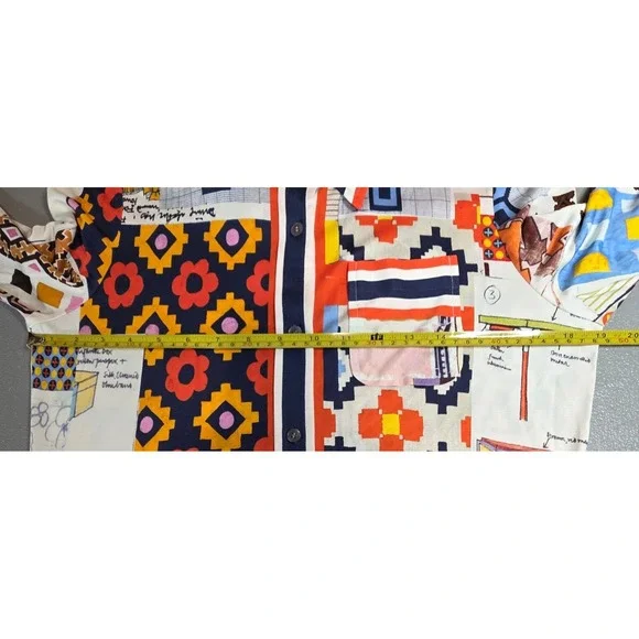 Tory Burch Womens L Silk Blend Laurence Scrapbook Belted Shirtdress - Picture 9 of 16